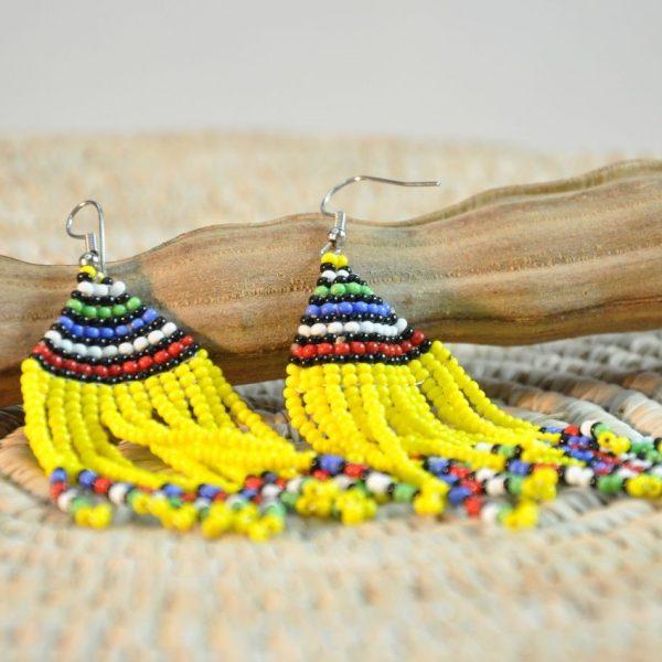 boucles d'oreille africaines jaune