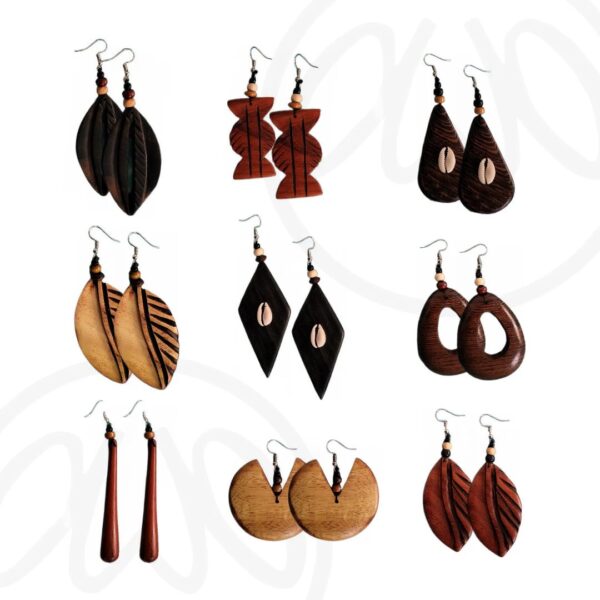 Boucles d'oreilles en bois naturel