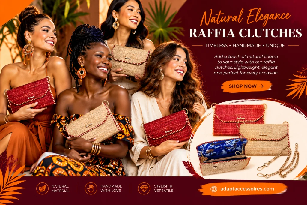 Pochette en raphia naturel